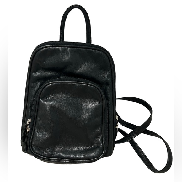 Osgoode Marley backpack|black leather mini backpack| minimalist leather backpack - Picture 2 of 13
